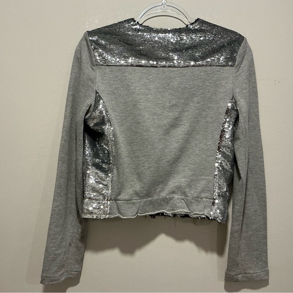 Aqua sequin silver jacket Size M - Picture 2 of 11